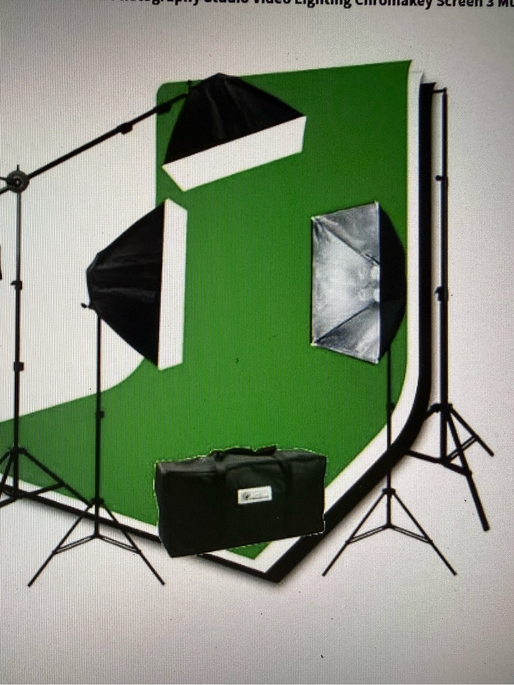 Photography Studio Lighting Kit with Green Screen Backdrop 6 additional tripods
